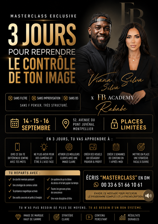 3 journées pour reprendre
le contrôle de ton image.