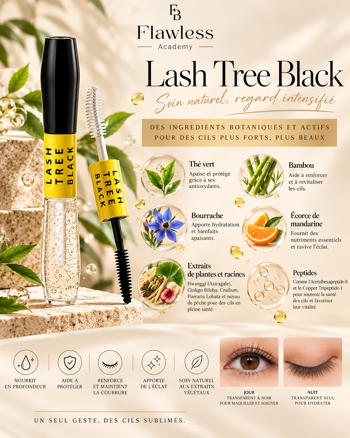 Lash Tree Black – Soin pour cils transparent et noir 2-en-1
